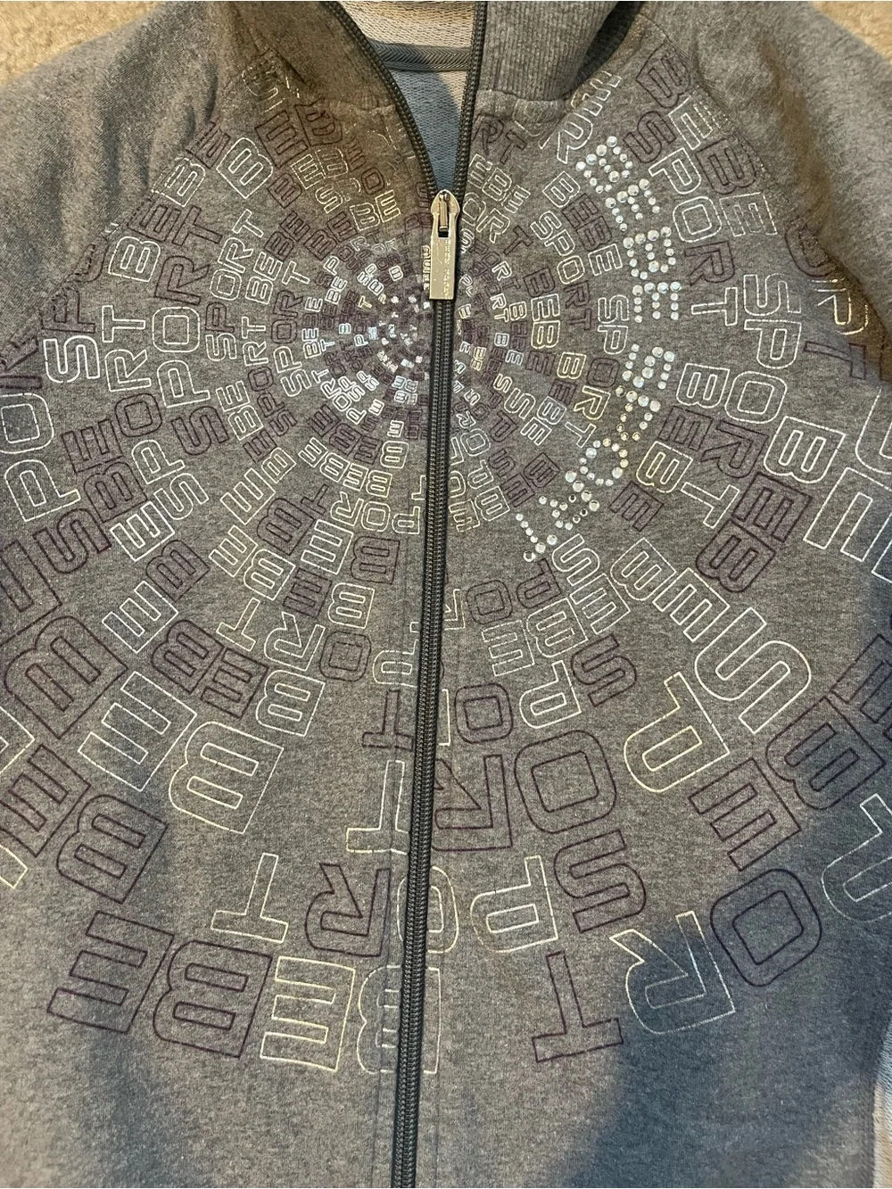 bebe Gray Sweatsuit with Graphic Accent